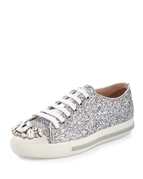 miu miu glitter tennis shoes|miu mi u shoes.